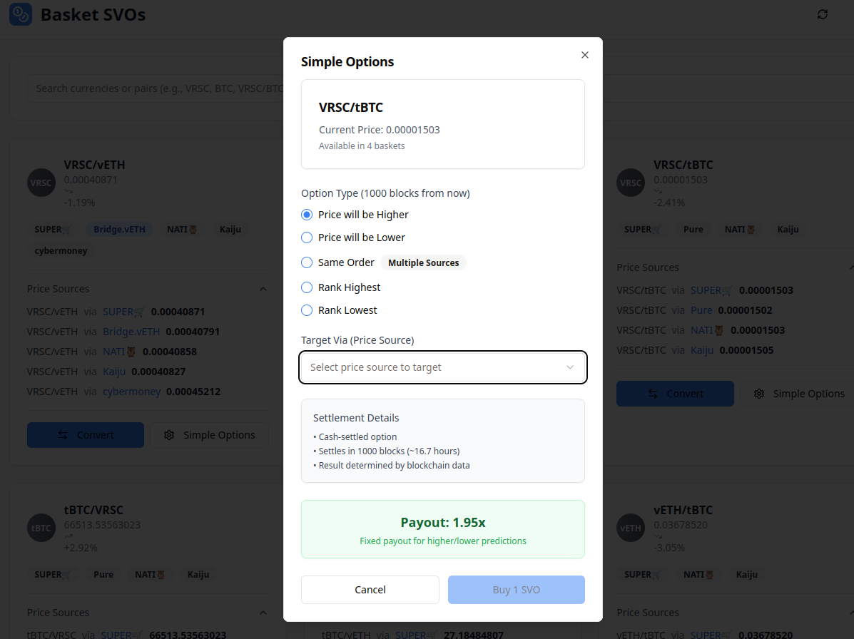 Verus Trading SVOs Listing
